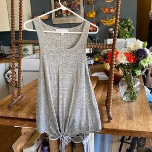 Sheer grey Callahan tie front tank large